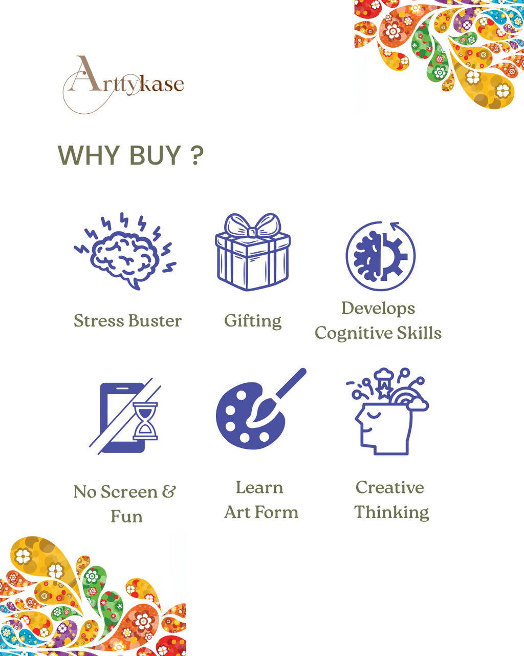 Madhubani Bird Coaster Painting Kit (UK) – Set of 4 Pre-Drawn Coasters & Acrylic Paints