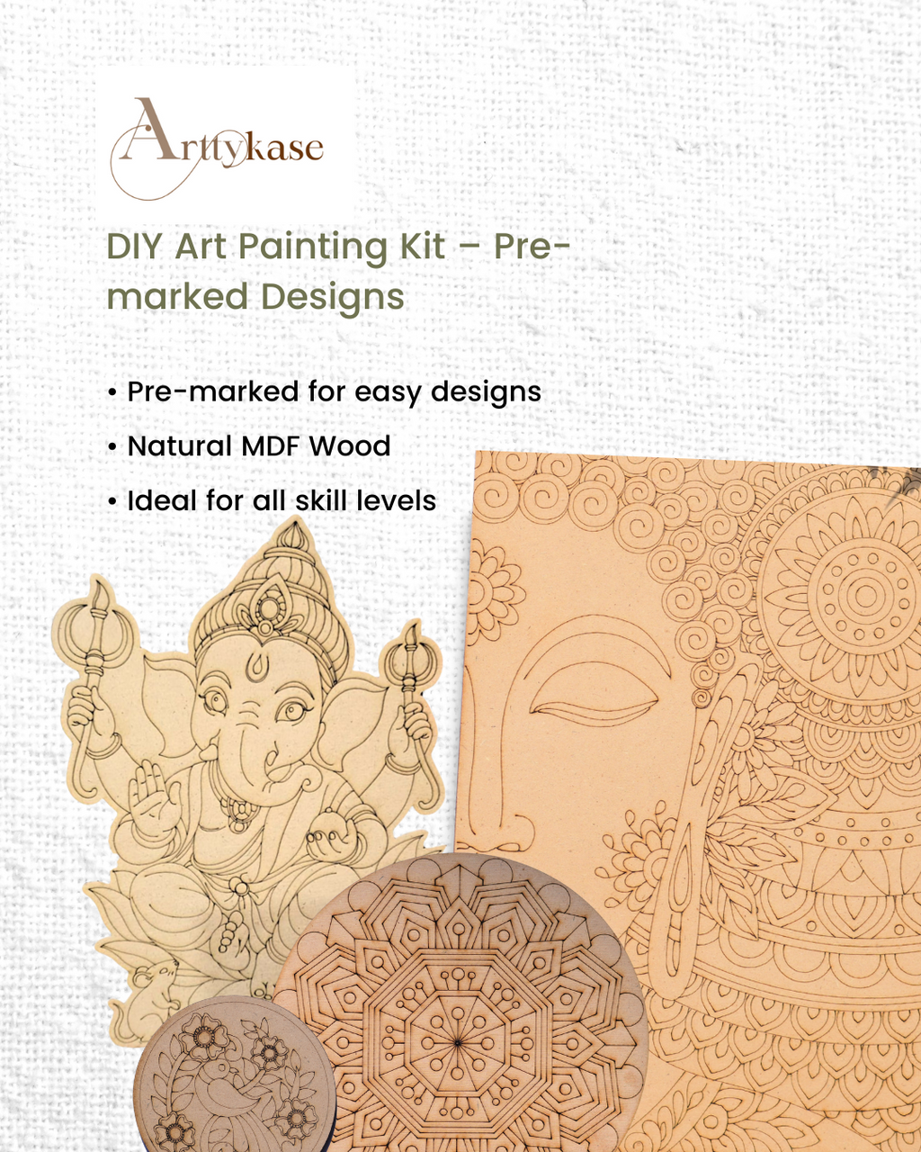 Buddha Mandala Art Kit (UK) – Pre-Drawn A4 Board DIY Painting for Mindfulness