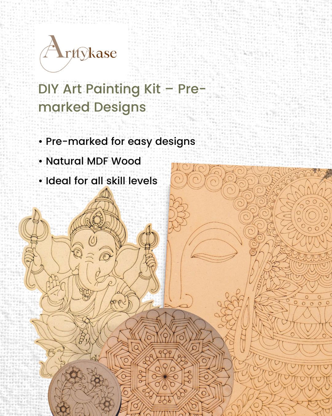 Buddha Mandala Art Kit (UK) – Pre-Drawn A4 Board DIY Painting for Mindfulness