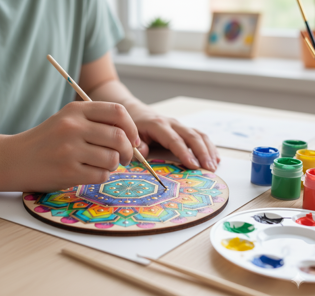 Dot Mandala Painting Kit (UK) – Pre-Marked Round Board DIY Art with Dotting Tools