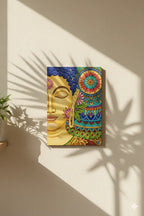 Arttykase Buddha mandala DIY art kit beautifully styled on a white surface - complete beginner-friendly Indian folk art painting set with all tools included