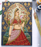 Arttykase Mughal princess Indian miniature art kit styled on a decorative surface - complete folk art DIY painting set with all tools included for beginners