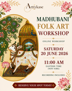 Arttykase Pichwai Folk Art online workshop flyer - Saturday 20 June 2026 at 11:00 AM Eastern Time, recording included, reserve your spot today