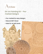 Arttykase premium 4mm natural MDF pre-marked mandala art board - smooth sturdy wooden surface for Indian folk art DIY painting kits, no sketching required